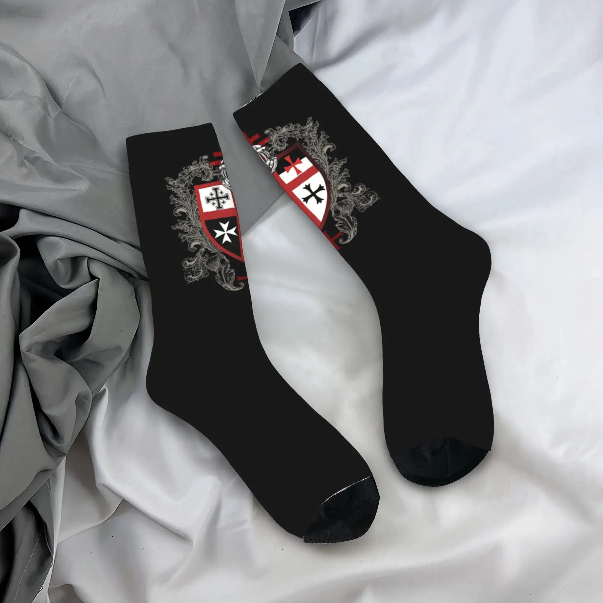 Calzini Personalizzati con Croce dei Cavalieri Templari, Calze alla Moda per Uomo e Donna, Emblema Medievale dell'Ordine Segreto