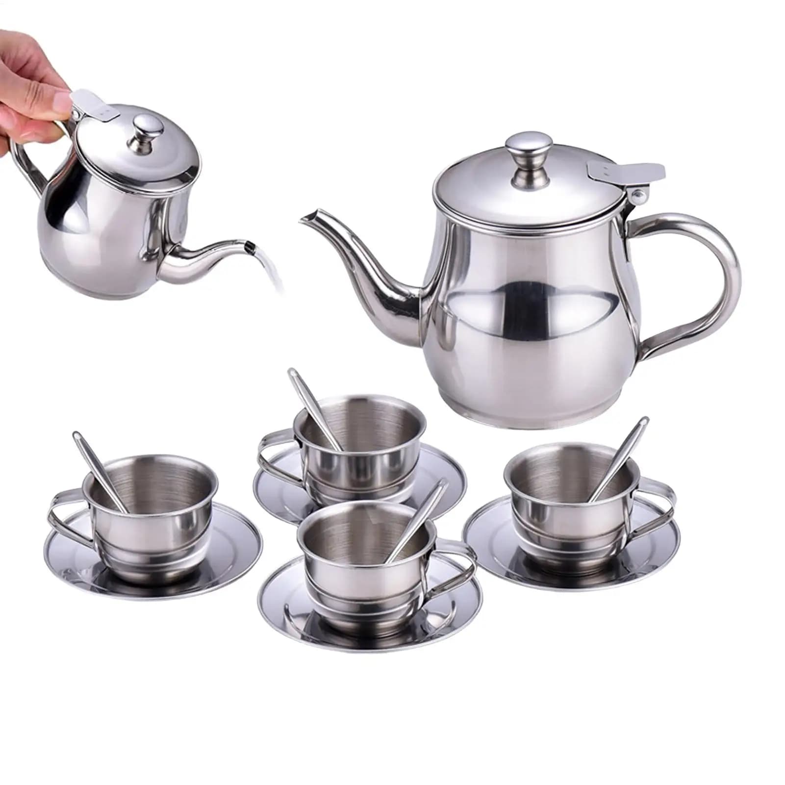 Set di Teiere in Acciaio Inossidabile con Colino, Oliera Domestica Antigoccia, Bottiglia per Olio, Utensili da Cucina, Contenitori per Olio, Barattoli per Spezie