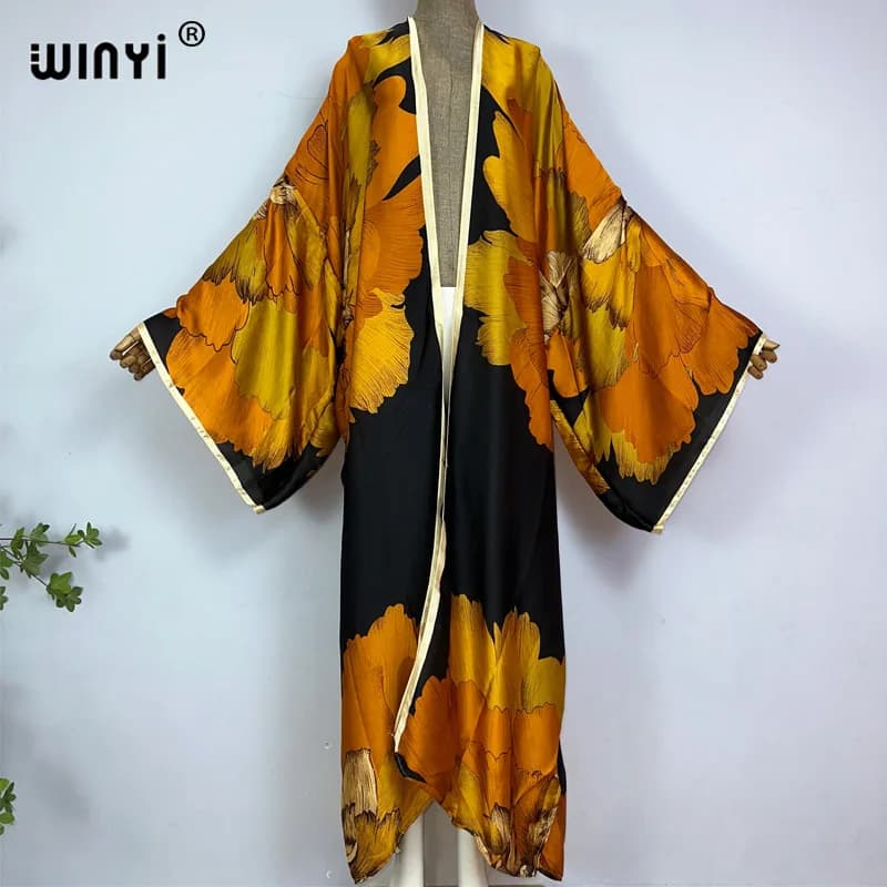 Europa WINYI bikini dolce signora rosa boho Cardigan stitch Cocktail sexy Boho Maxi Holiday manica a pipistrello KIMONO mujer