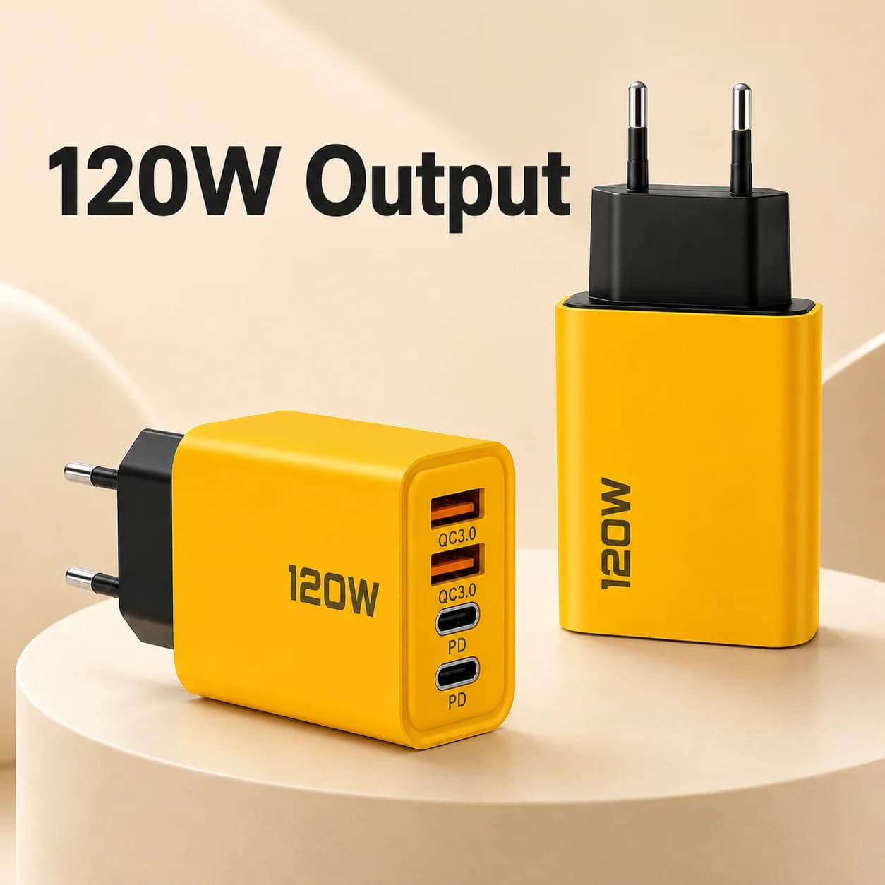 Quick Charge 3.0 Fast Charger Muti Total 120W 4 Port USB Type C PD Mobile Phone Wall Adapter for iPhone 16 Samsung S24 Xiaomi 15