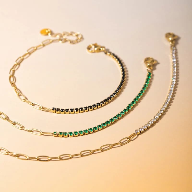 Europa e AmericaStylish18kGold Bracciale personalizzato con catena ad artiglio impiombata bianca in acciaio inossidabile