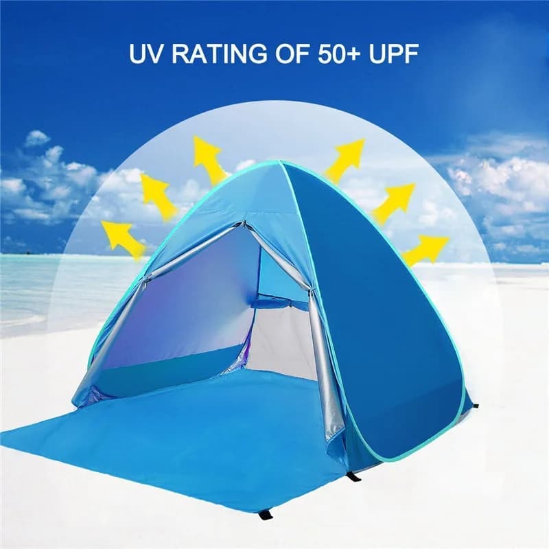 Tenda da campeggio pop-up con tenda a cortina, automatica, impermeabile, per esterni, spiaggia, protezione solare