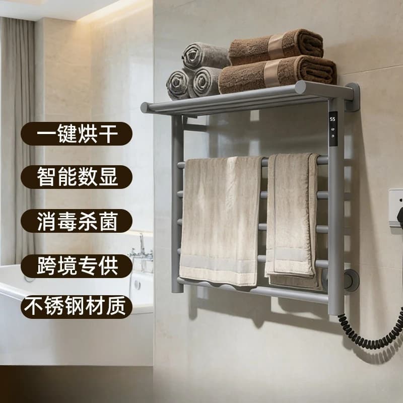 Scaldasalviette elettrico in acciaio inossidabile per bagno domestico, con riscaldamento elettrico e temperatura costante, per il mercato internazionale