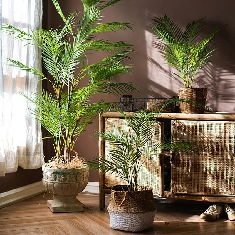 Palma Artificiale Grande 70-130cm, Pianta Tropicale con Rami e Foglie Finte in Plastica Verde Monstera per Natale e Casa BHL314-CAI