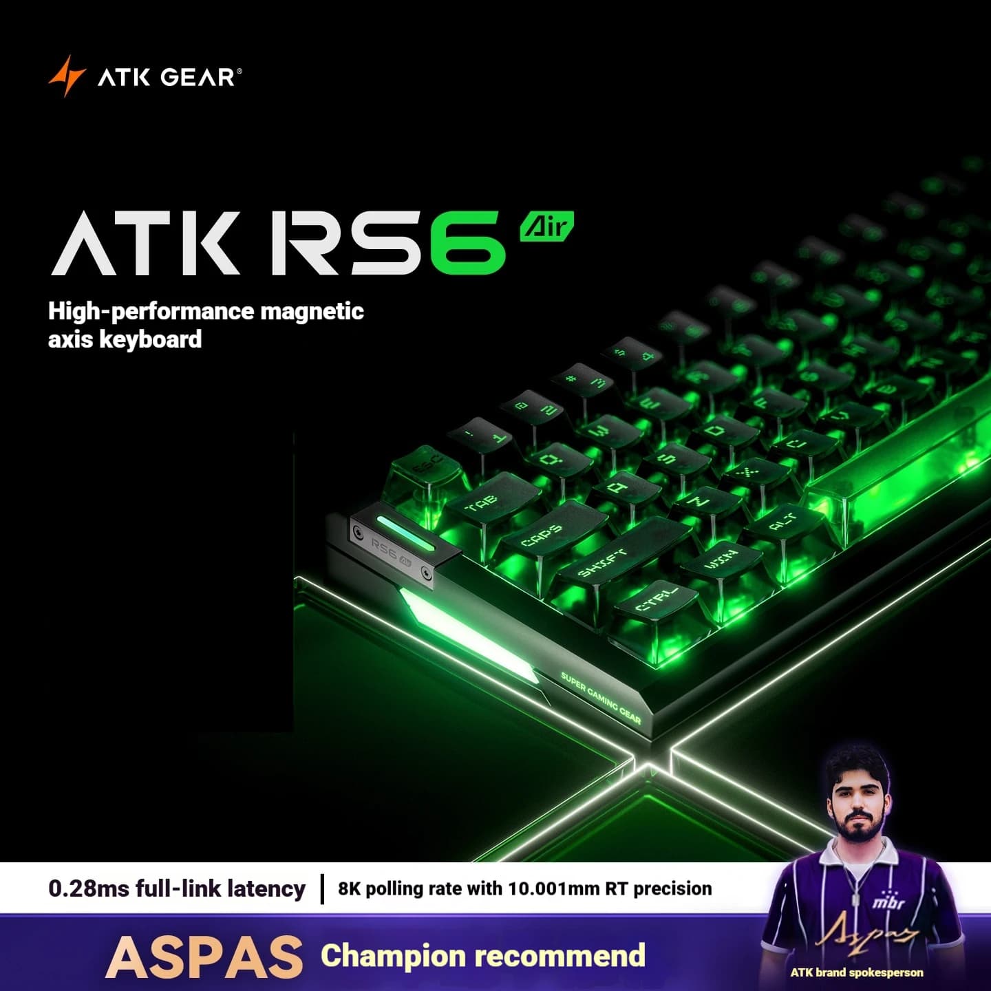 ATK RS6 Air Gaming Tastiera meccanica Wireless Bluetooth Wired Trigger rapido 8K Esports Gamer Tastiera periferica per computer
