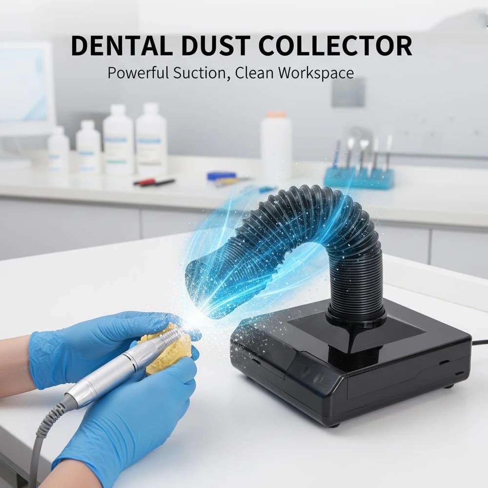 60W Dentale Aspirapolvere Dentista Attrezzature Da Laboratorio Collettore di Polveri Gomito Retrattile LED Ventilatore ForTable Estrattore di Polvere macchina di Aspirazione