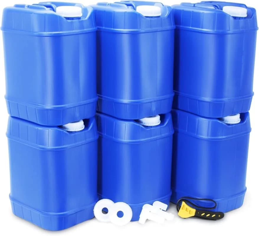 Legacy Food Storage Emergency Water Storage Containers, Long Term 5 Gallon Water Tank - Food Grade Tanks Included, for Camping