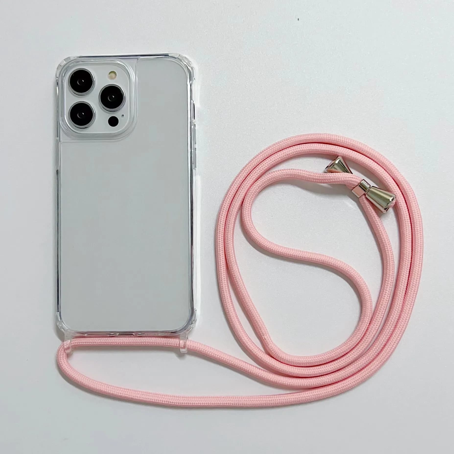Custodia per telefono con laccetto a tracolla color macaron per iPhone 13 12 11 Pro Max 7 8 Plus SE2020 2022, cover posteriore protettiva in acrilico trasparente