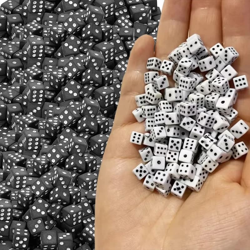 100-500PCS 8mm Small D6 Dice Classic White & Black Plastic 6-Sided Cubes for Dungeons Dragons MTG Board Game Accessories TMZ