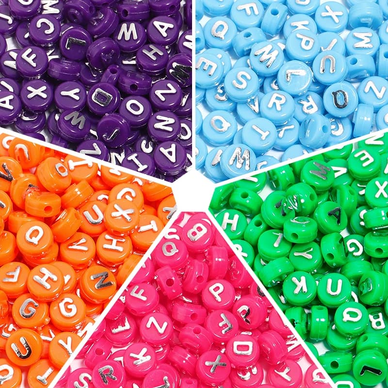 100pcs Acrylic Mixed Letter Beads Colorful Round Flat Alphabet Beads Loose Spacer Bead For DIY Jewelry Making Necklace Bracelet
