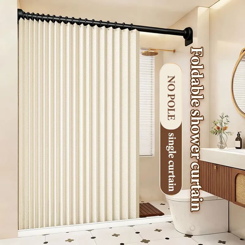 Portable Foldable Bathtub Curtain, Retractable Shower Screen Door, Waterproof Non-Slip Folding Partition for Small Bathroom
