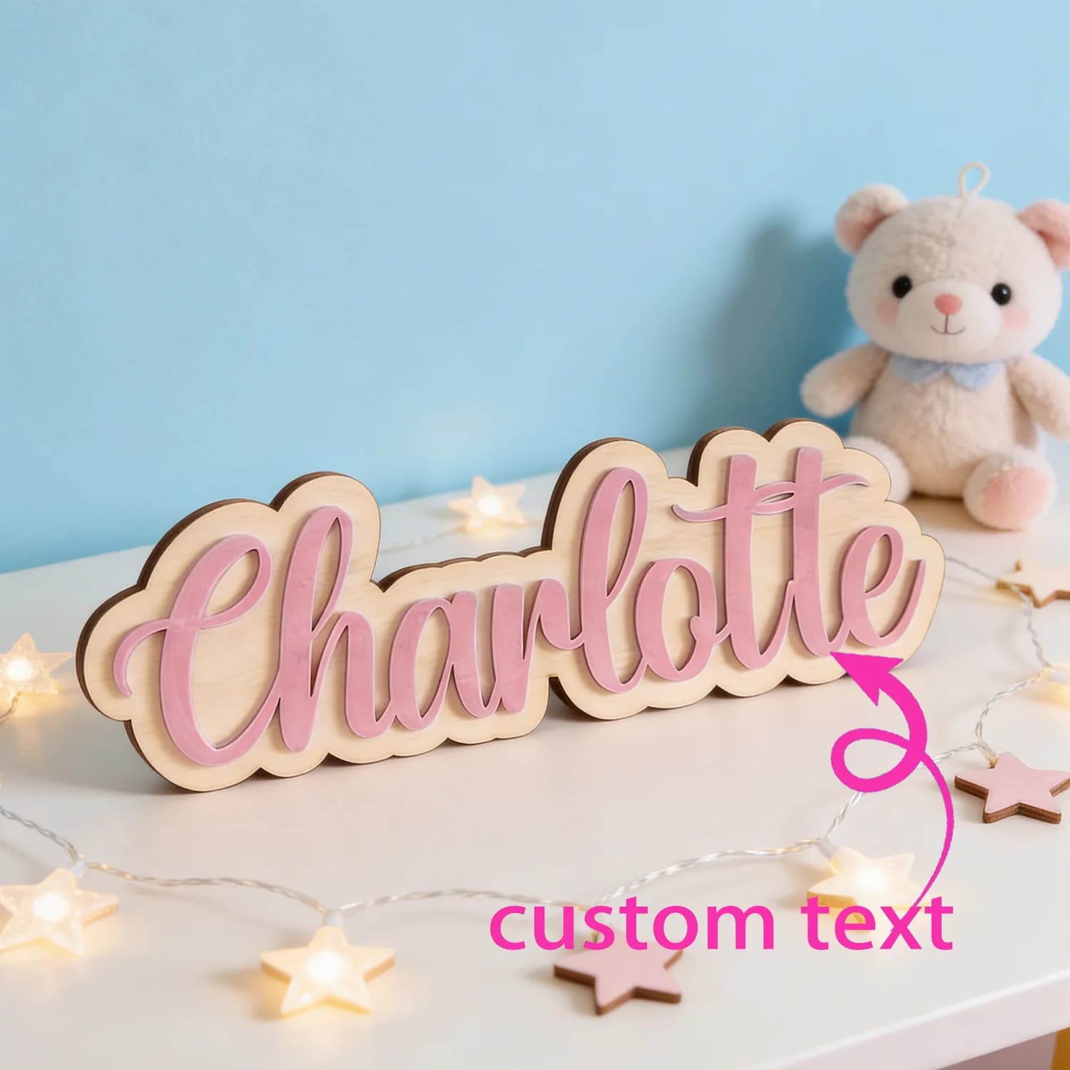 1pc Personalized Wooden Sign for Children's Room, Customized Name/letter, Multi Scene Decoration, Perfect Holiday Gift