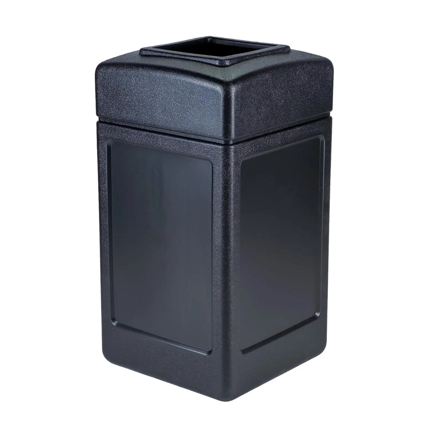 Cestino Quadrato da 42 Galloni, Aperto, per Interni/Esterni, in Plastica Resistente, Nero