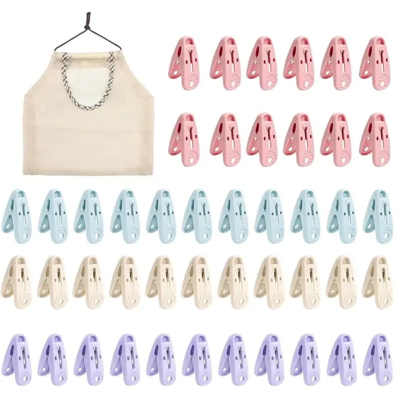 Mini Plastic For Washing Line Clothes Pegs(48 Pack), Non-Slip Wind-Resistant Laundry Clips With Storage Bag For Home Garden