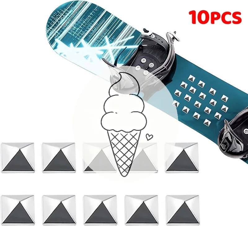 (LA)10PCS Snowboard Stomp Pad Non-Slip Pentagram Studs Grip Traction Pads For Snowboard Edgy Style Traction Pads, Ski Binding