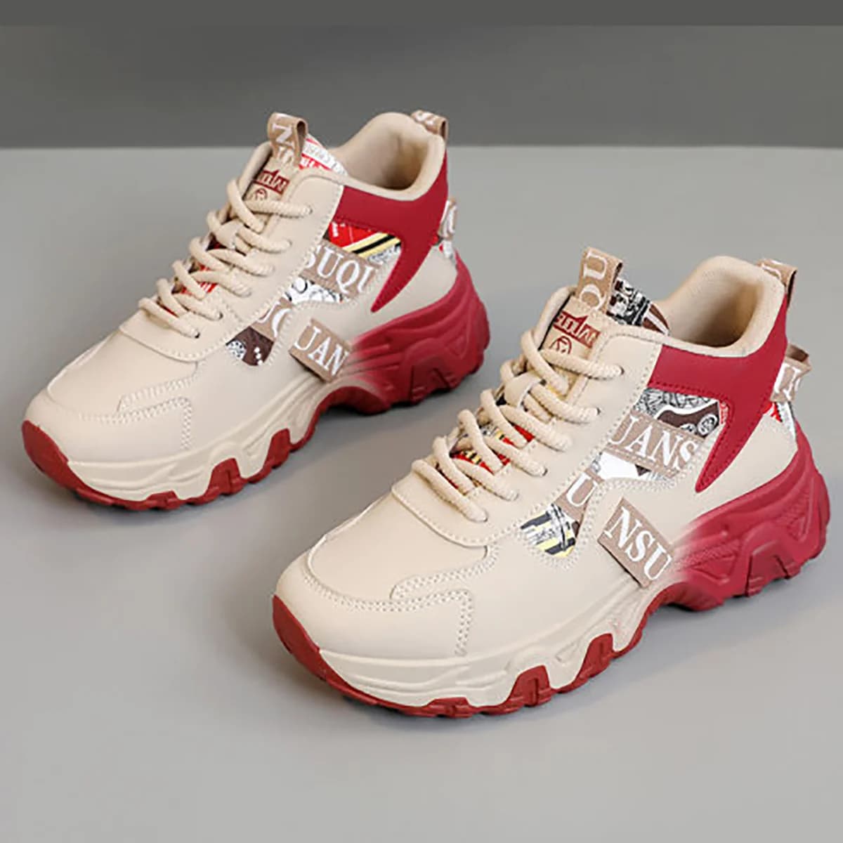 Sneakers Chunky da donna con plateau da 5,5 cm per uso quotidiano, punta tonda, fodera traspirante, scarpe da corsa antiscivolo e resistenti all'usura