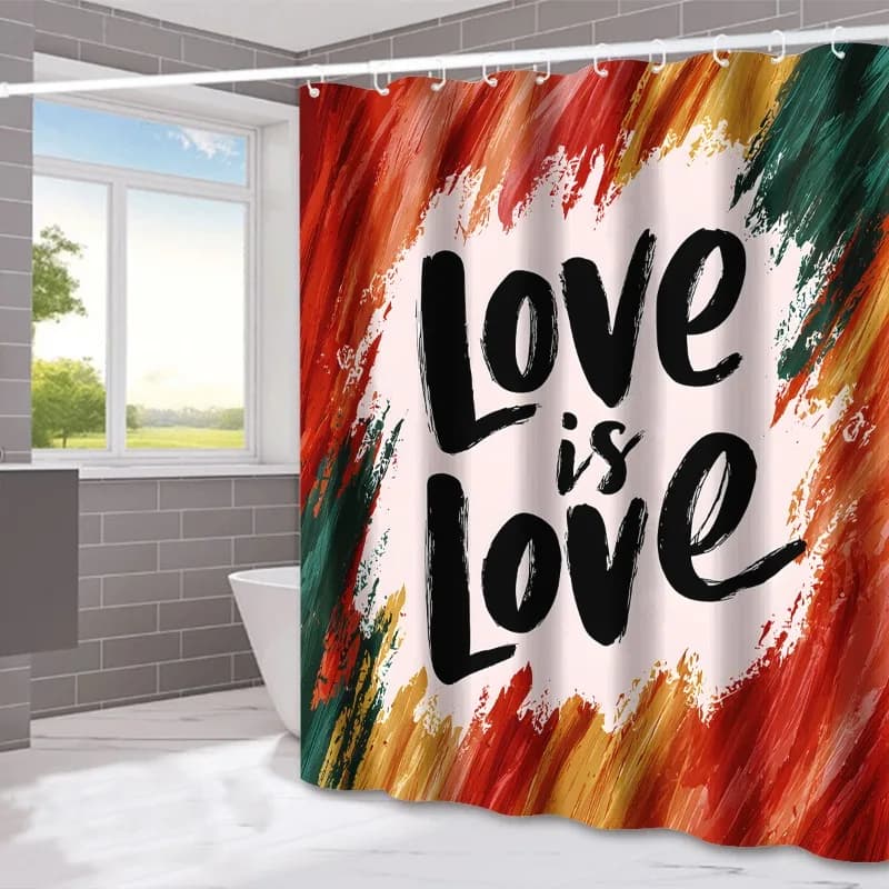 Tenda da doccia lavabile resistente allo sporco della serie San Valentino Soffione doccia Tenda da bagno in poliestere impermeabile per la decorazione domestica