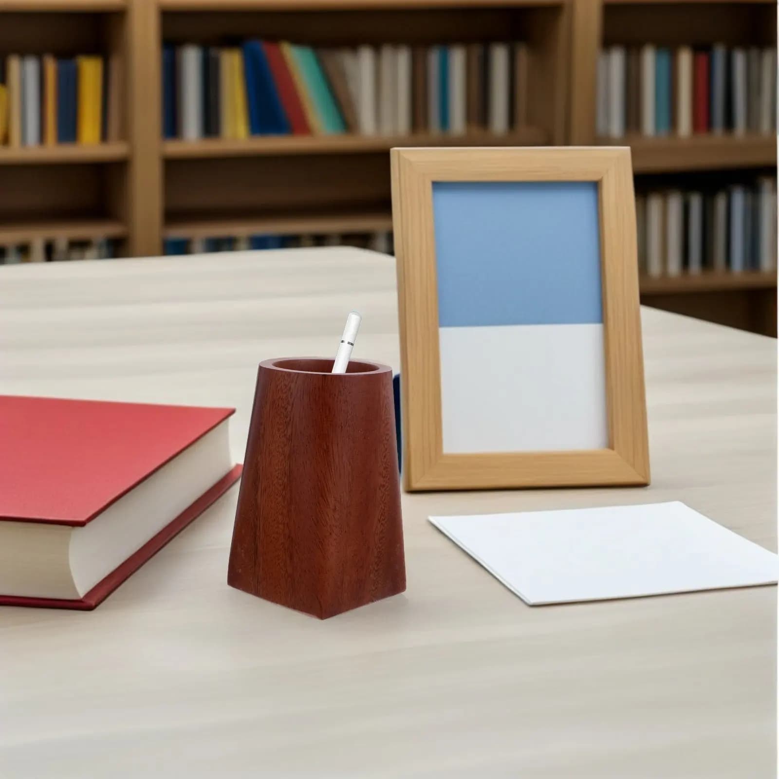 Portapenne in Legno di Noce, Organizzatore da Scrivania in Noce Massiccio per Artisti, Studenti, Insegnanti, Porta Pennelli per Trucco, Uso Desktop