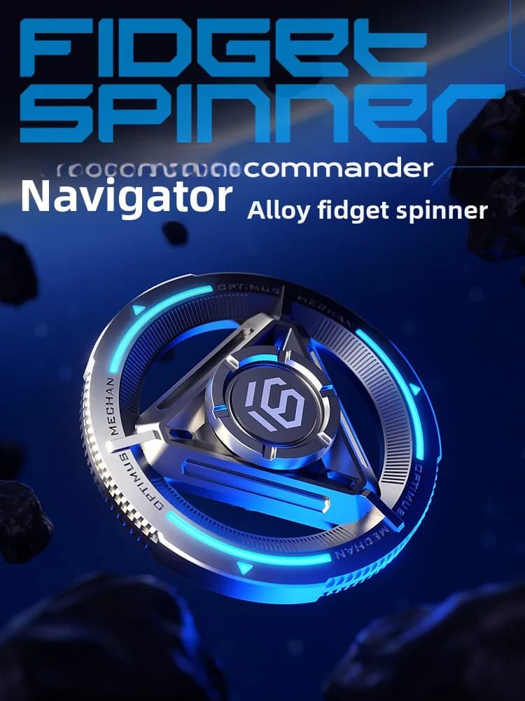 Yijue Navigator Alloy Fidget Spinner – Giocattolo Antistress EDC con Luce LED, Giroscopio Multifunzionale per Dita, Tecnologia Nera, per Alleviare lo Stress