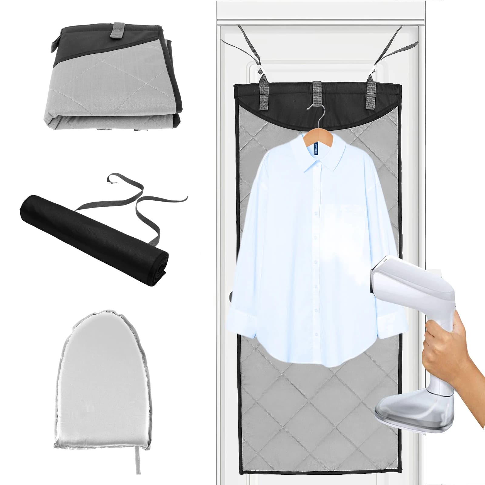 Tavolo da stiro sopra la porta Tappetino per cottura a vapore verticale per vestiti Tappetino per la cura degli indumenti resistente al calore per vaporiera portatile 45,27 × 18,89 pollici