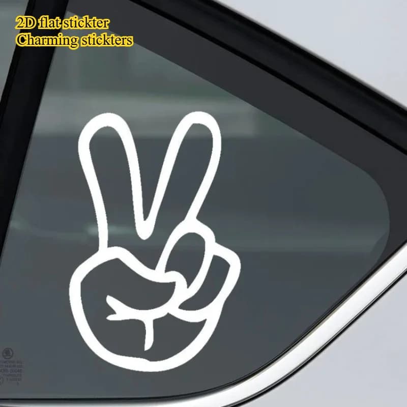 2D Flat Motorcycle Helmet Sticker Peace Hand Gesture Vinyl Decal Waterproof UV Resistant Self Adhesive Bike Car Decor