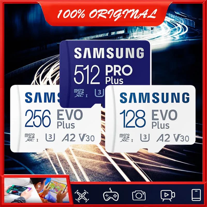 SAMSUNG EVO Plus Scheda di Memoria 32GB/SDHC 64GB/128GB/256GB/512GB SDXC Micro SD/TF Schede Flash MicroSD UHS-1 Per Il Telefono Drone fotocamera
