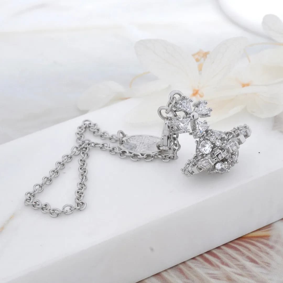 Silver Sterling S925 Silver Couples Luxury Bracelet with Planet Shape Charm Fully Diamond Tempered