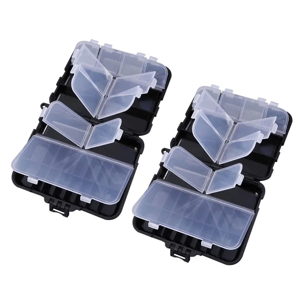 Set di 2 Scatole per Attrezzatura da Pesca con Divisori Robusti, Organizzatore Portatile per Ami, Esche e Accessori
