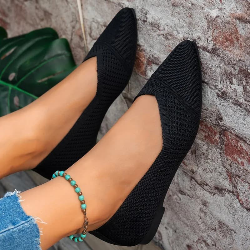 Scarpe da Donna Sexy a Punta in Maglia Tinta Unita, Nuove Scarpe Casual Traspiranti Comode per Vacanze e Spiaggia