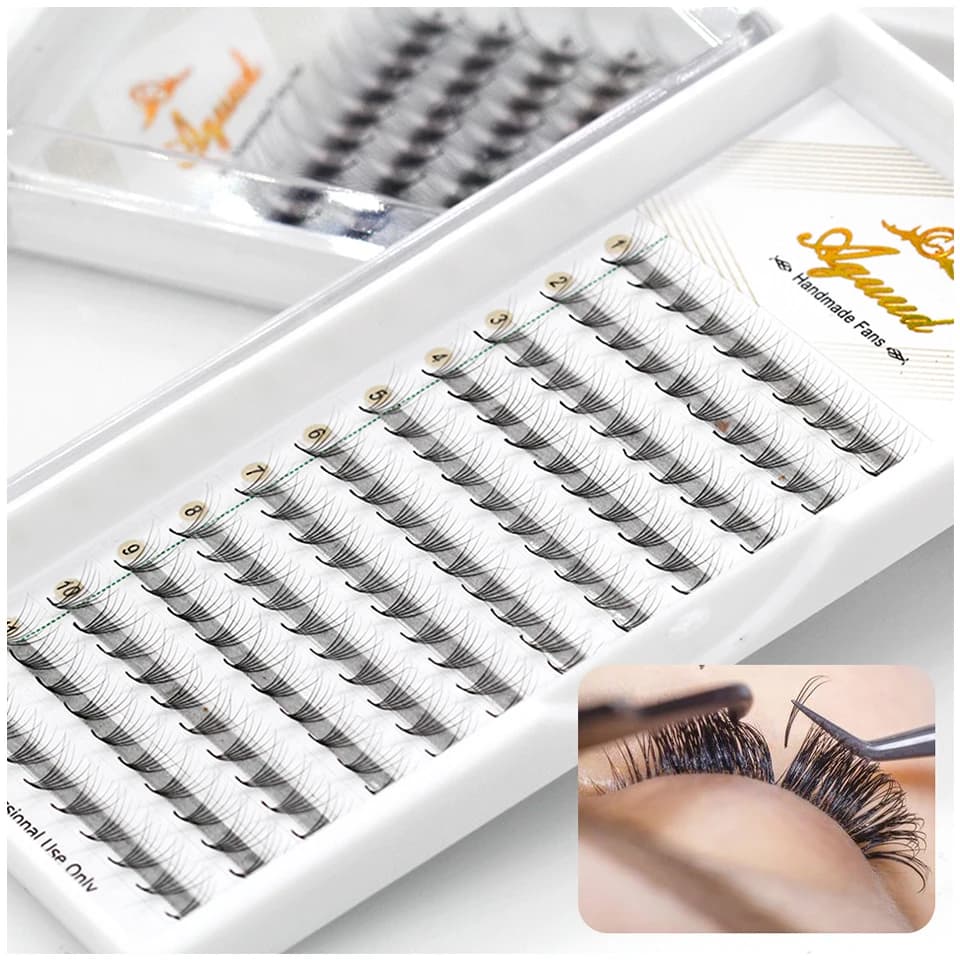 AGUUD 3D/4D/5D/6D/8D/10D/12D/14D/16D Pre-packed volume fans Sharp Slim Close base Eyelash Extension Korea Ready Fan