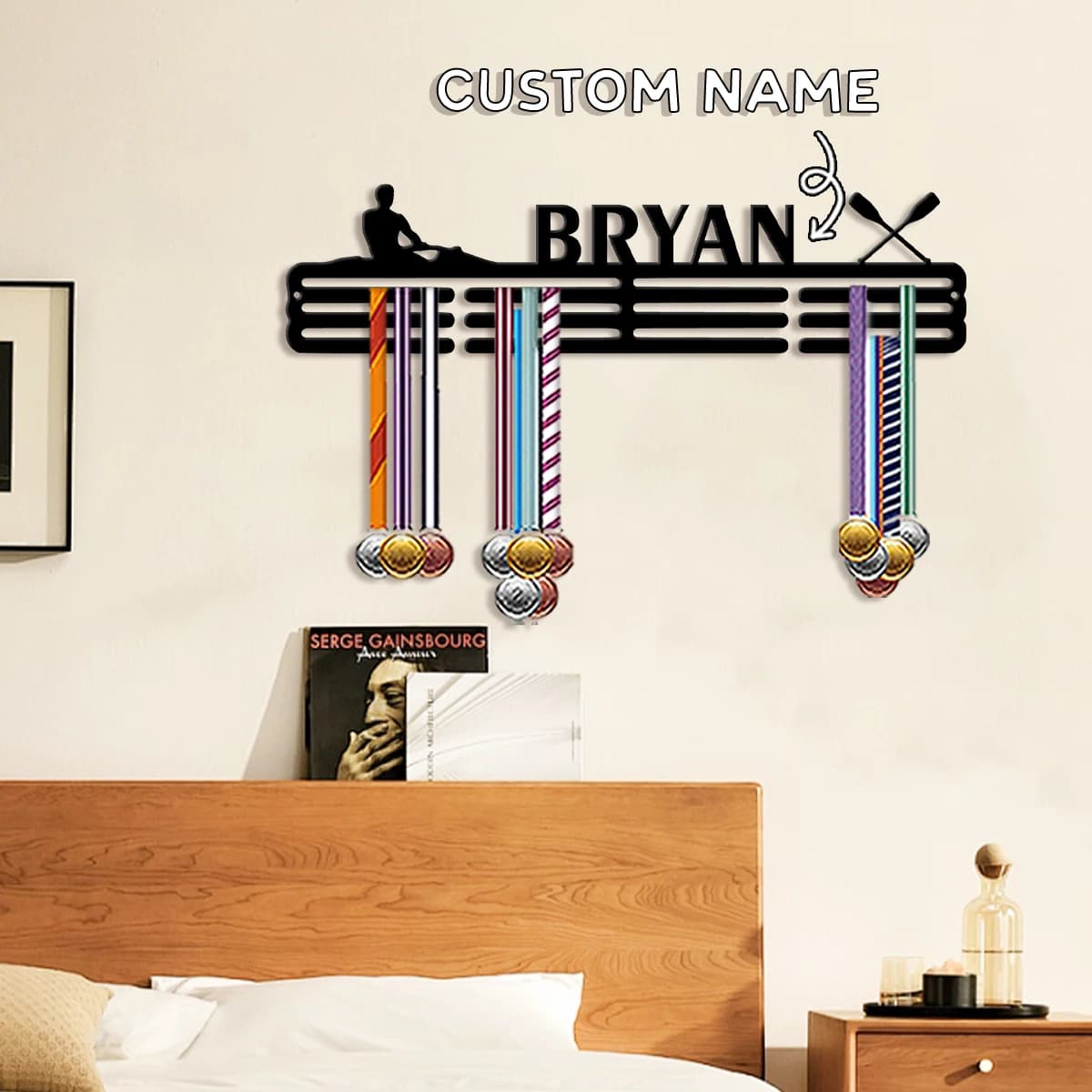 1Pc Custom kayak Metal Medal Holder,Home Room Wall Decor,Sports Records Award Storge,Ideal Birthday Wedding Match Gift