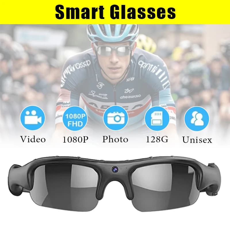 Occhiali da sole per fotocamera Full HD 1080P Wireless WIFI Occhiali da sole per protezione di sicurezza per motociclette da esterno per ciclismo, guida, escursionismo