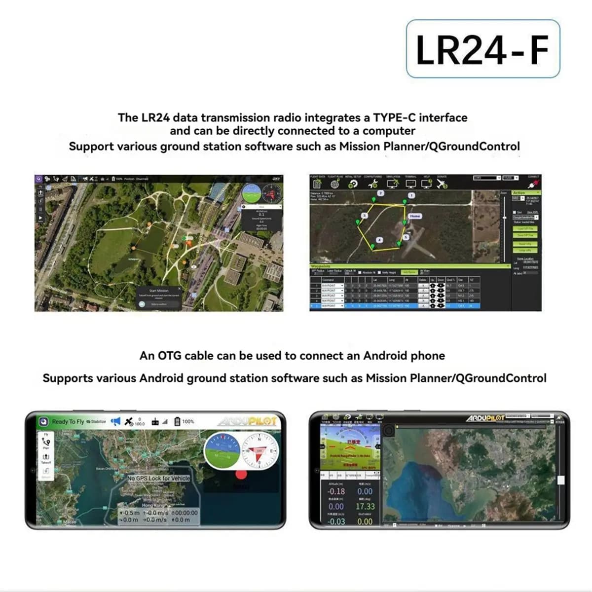 【MUST-HAVE LIST】 R24-F 2.4GHz 15KM Drone LoRa Telemetry Radio Supports /PX4 Flight Controller for PC/Android Ground Stations
