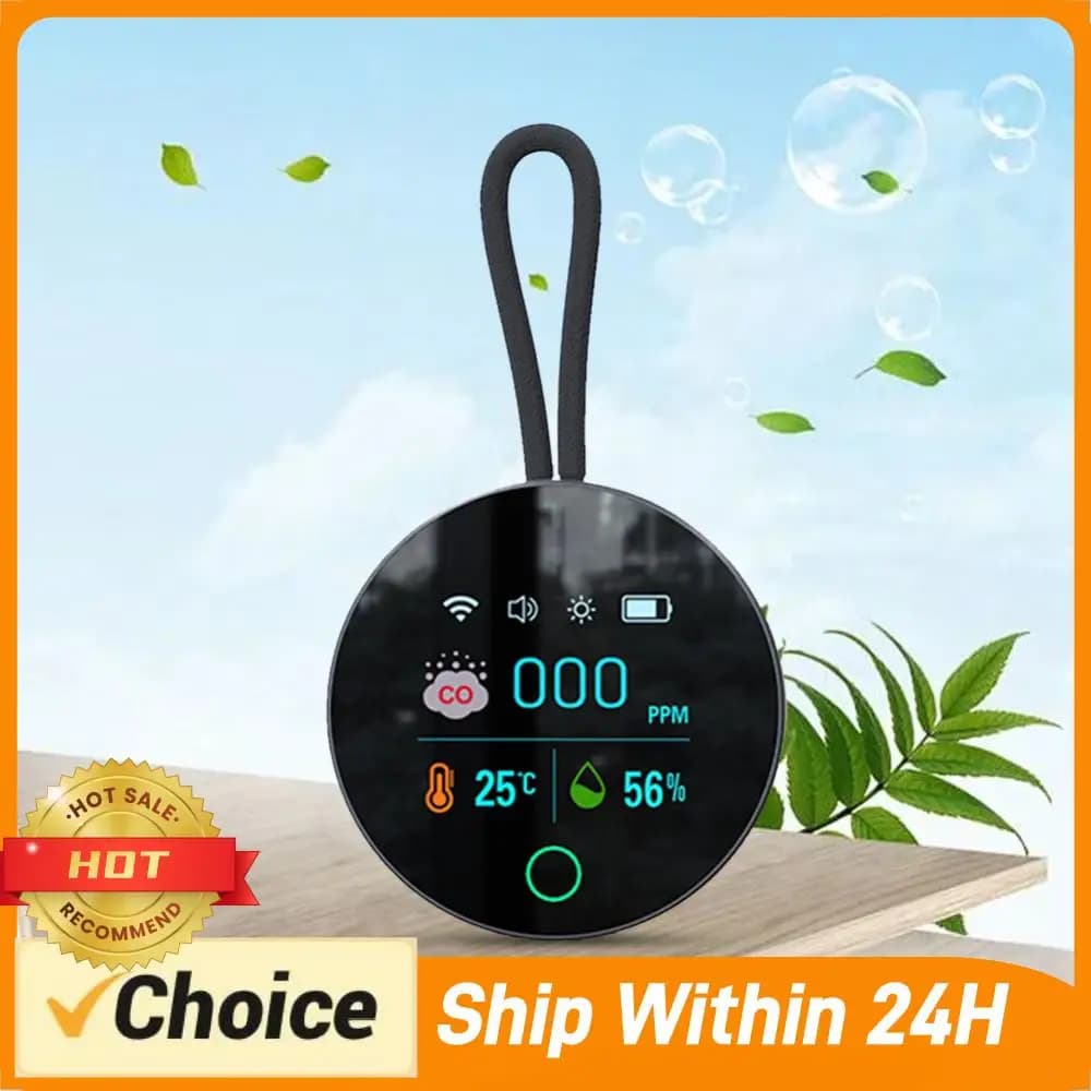 3 In 1 Carbon Monoxide Detector 1000mAh CO Air Quality Monitor CO Detector Alarm Temp Humidity Sensor for Outdoor Camping RV Car