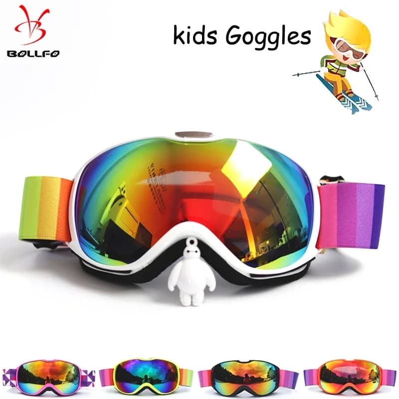 Occhiali da sci per bambini Anti-appannamento Doppio strato Grandi occhiali da sci sferici Bambini Snowboard Occhiali per sport invernali all'aria aperta per età 4-14 anni
