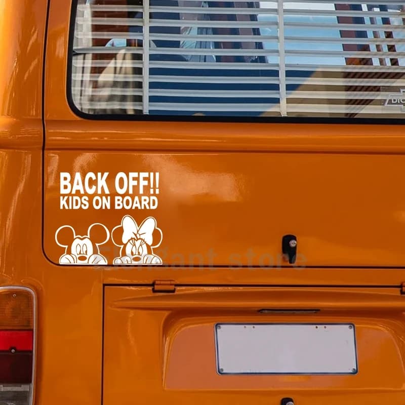 Baby On Board Car Sticker Mickey Minnie Mouse Vinyl Car Decals, Kids On Board Cartoon Car Window Bumper Decoration