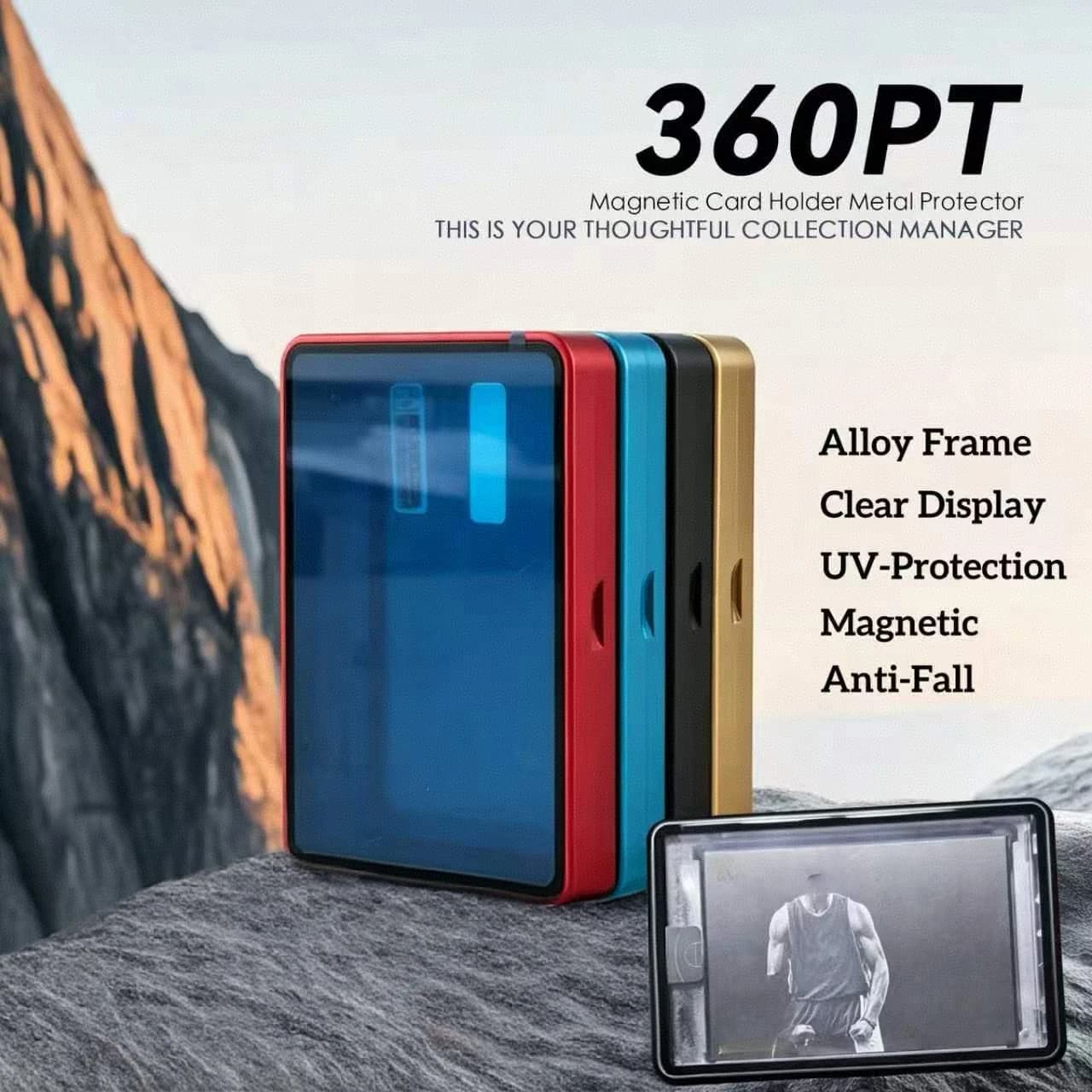 Aluminum Alloy Magnetic Card Display Case for 360PT Thick Cards Holder UV Protection TCG Sports Collector Storage Display Box
