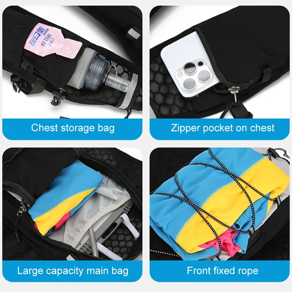 Lightweight Running Vest with Hydrating Backpack for Men and Women, Ideal for Hiking, Trail, Skiing, Camping, Cycling, Cat