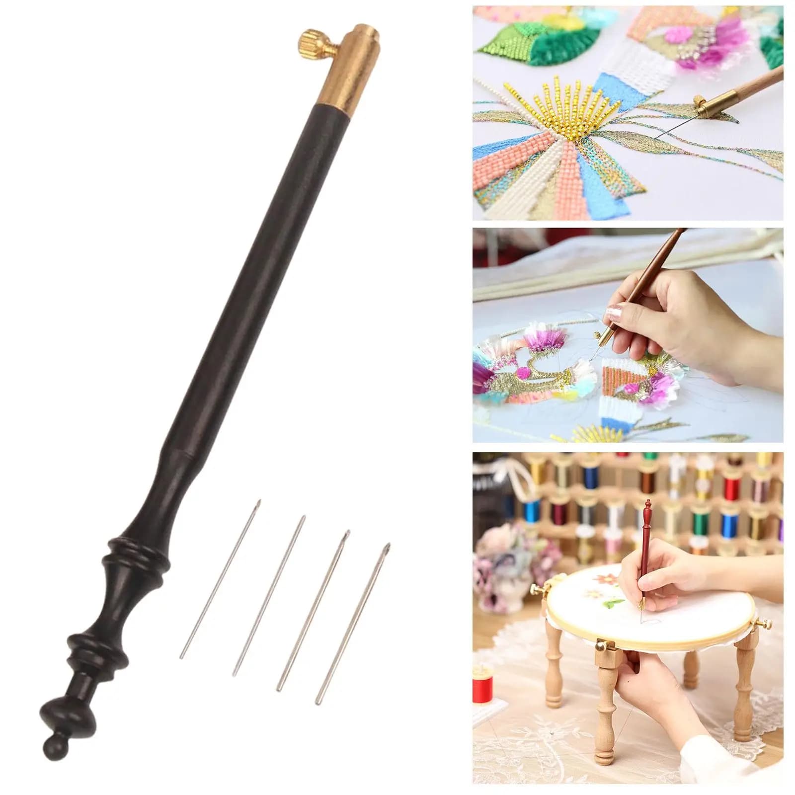 Embroidery Crochet Hook Kit Wooden Handle Multi Size for Professional and Beginner DIY Knitting