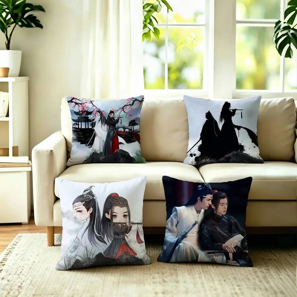 The Untamed-Xiao Zhan Wang Yibo Pillow Case Square Double-Sided Sofa Cushion Cover Bedroom Bedside Pillow