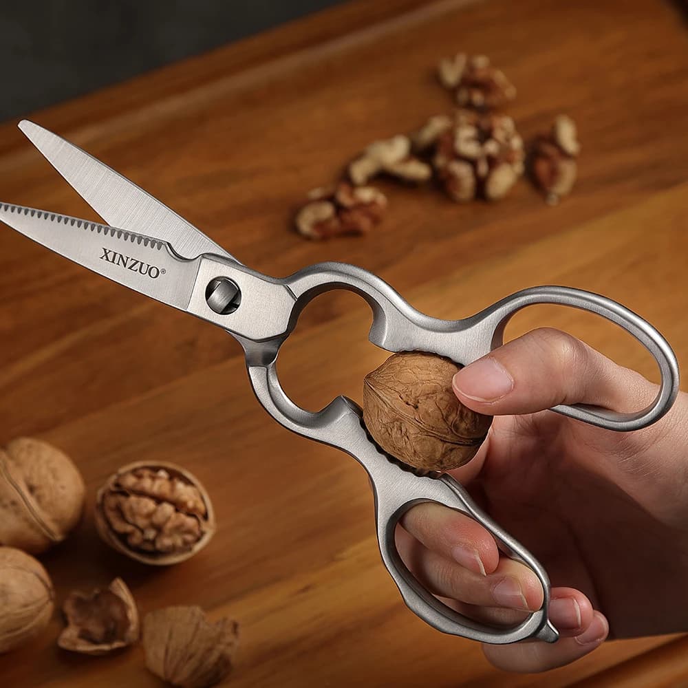 XINZUO Forbici da cucina Forbici per ossa di pollo da cucina per pollame in acciaio inossidabile 3Cr14 con chiusura sicura Manico in acciaio inossidabile 304