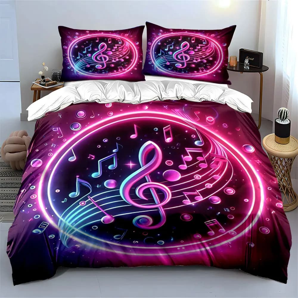 Set Decorativo a Tema Musicale per Eventi, Set di Biancheria da Letto Morbido e Delicato sulla Pelle, Include 1 Copripiumino e 2 Federe, Regalo