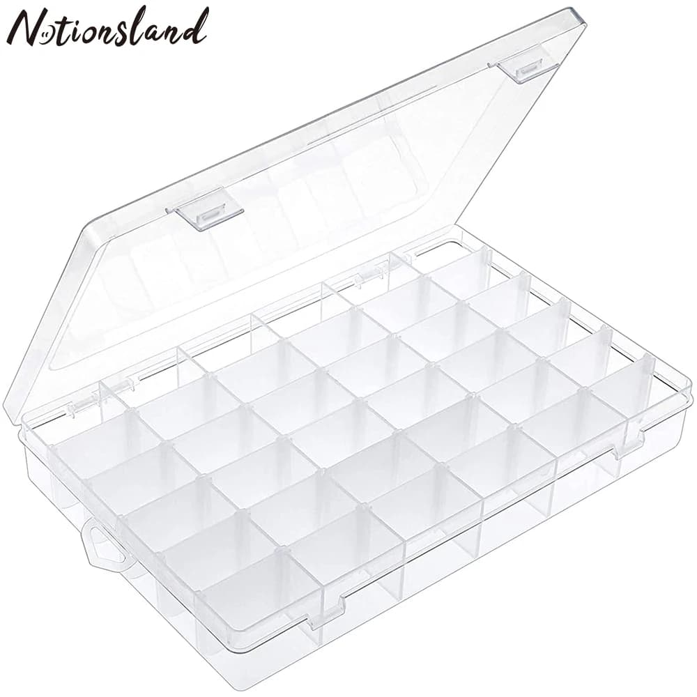 24/36 Grills Box Plastic Organizer Storage Craft Organizer with Adjustable Dividers Beading Box Fishing Equipment Jewelry Box