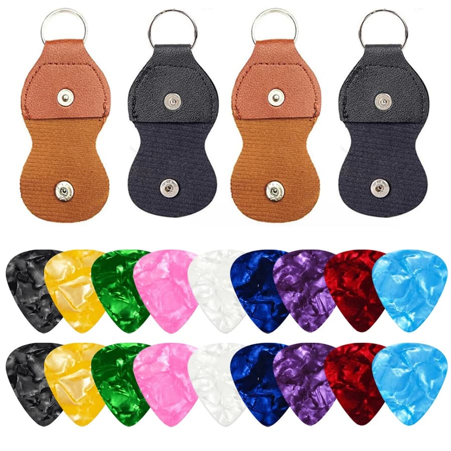 13PCS Kit Portable Black Brown Guitar Pick Case with Random Color Celluloid Pick Bright Plectrum Guitar Bass Ukulele Playing ZYF