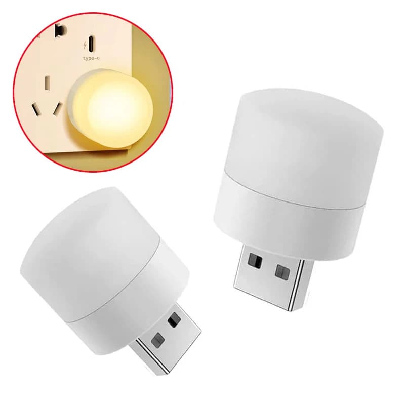 1/10 pezzi USB luce notturna Mini LED luce notturna lampada con presa USB Power Bank ricarica luci da libro USB lampada da lettura rotonda per protezione degli occhi