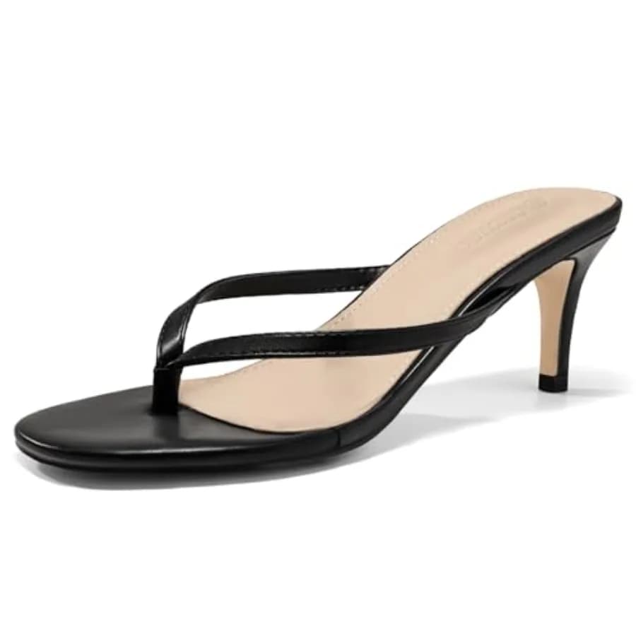 Women's Kitten Heels Flip Flops Thong Heeled Sandals Round Open Toe Comfortable Summer Beach Shoes