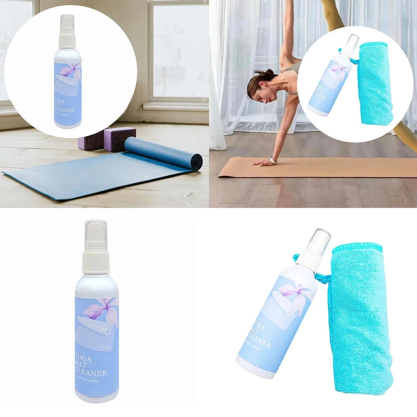 100 ml yoga mat cleanser Portable workout mat cleaning for sports massage gym