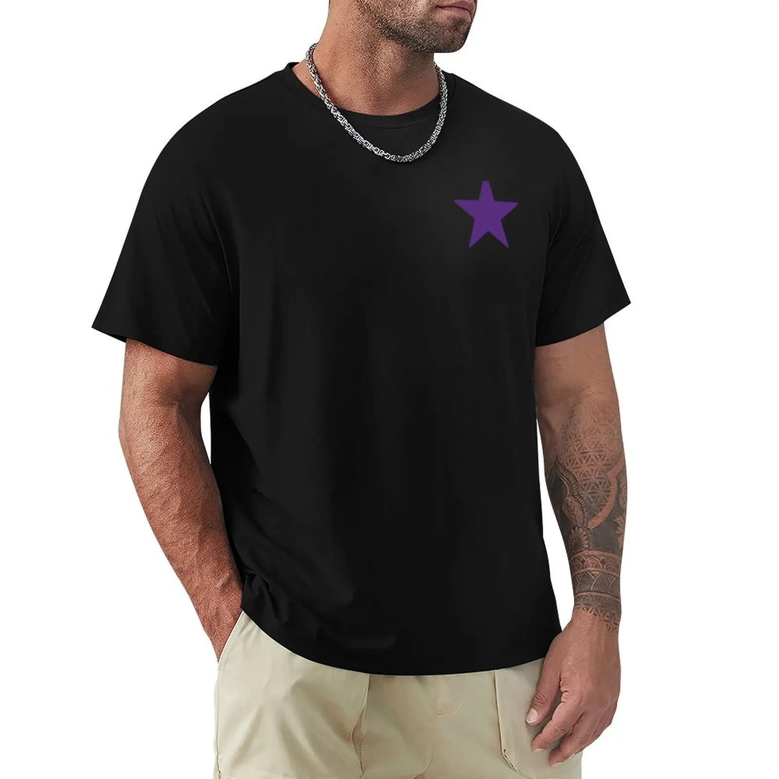 T-shirt con stella viola, T-shirt da palestra per taglie grandi e alte
