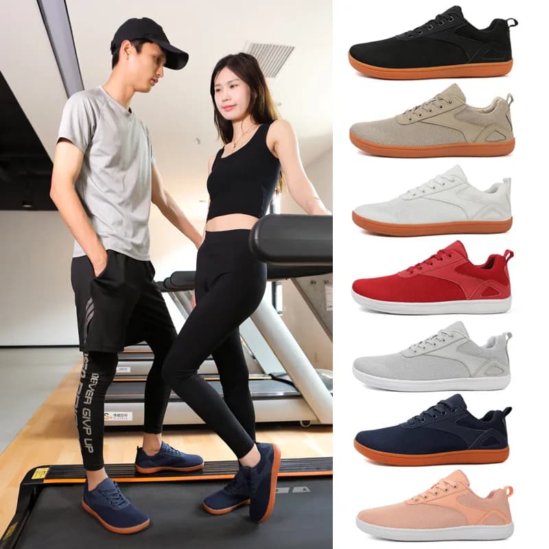 Unisex Wide Toe Shoes Breathable Mesh Canvas Flat Sneakers Non Slip Rubber Sole Outdoor Walking Gym Casual Footwear Men Women