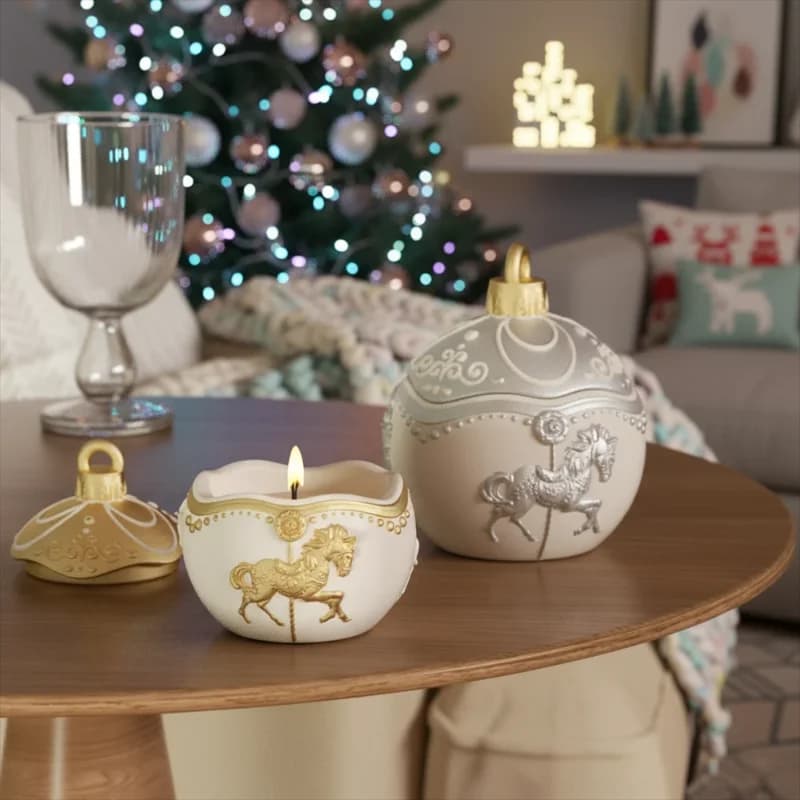 Christmas Bauble Candle Jar Concrete Cement Jesmonite Mold Reusable Candle Refill Silicone Mold DIY Handmade Xmas Gifts